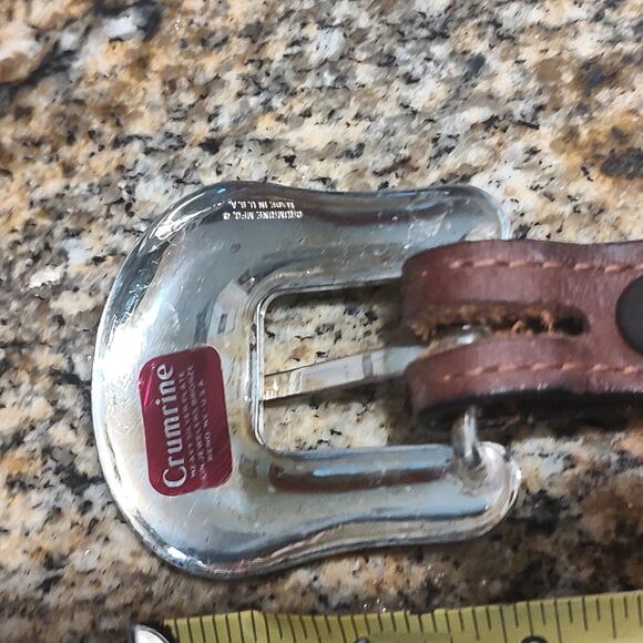 Vintage Western Leather Belt with Silver Buckle Size 42 main image 14